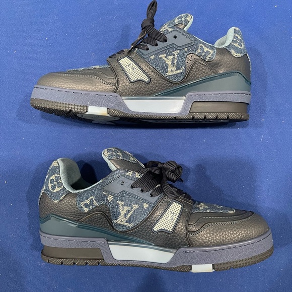 Louis Vuitton LV Trainer Blue Denim Sz 40 Worn 1X - Picture 3 of 8